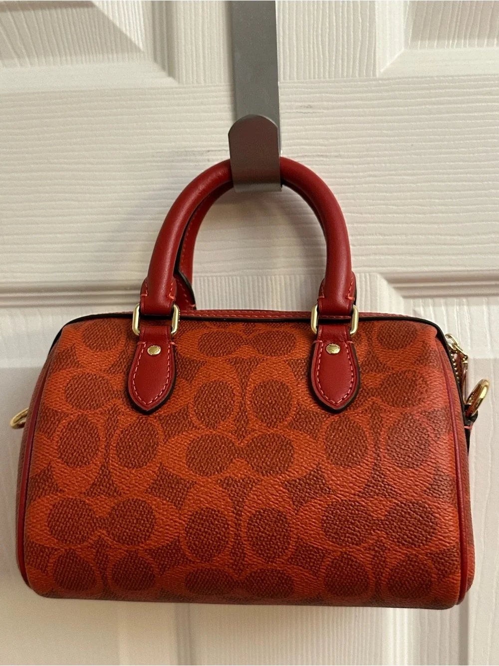 Coach Red Signature Mini Satchel with Gold Hardware